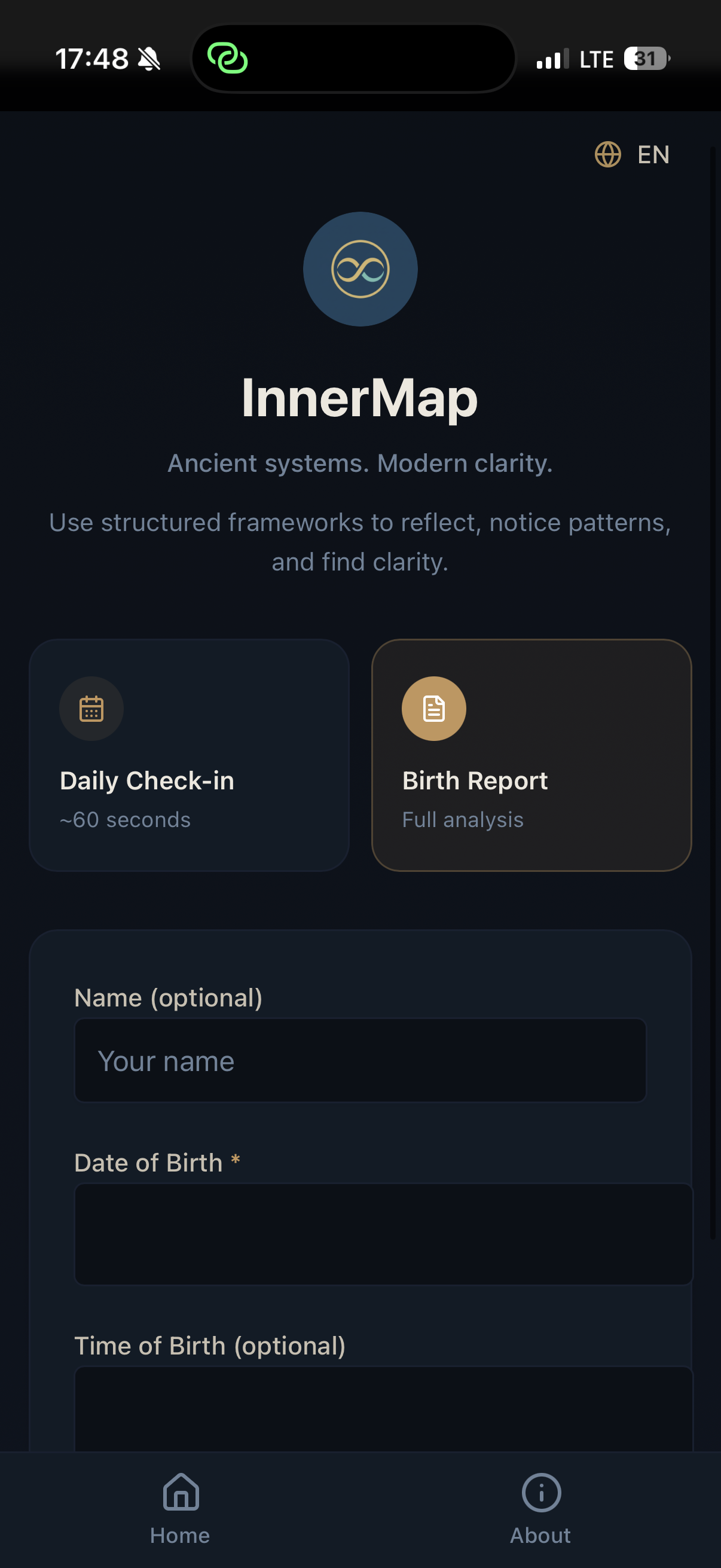 InnerMap — home screen